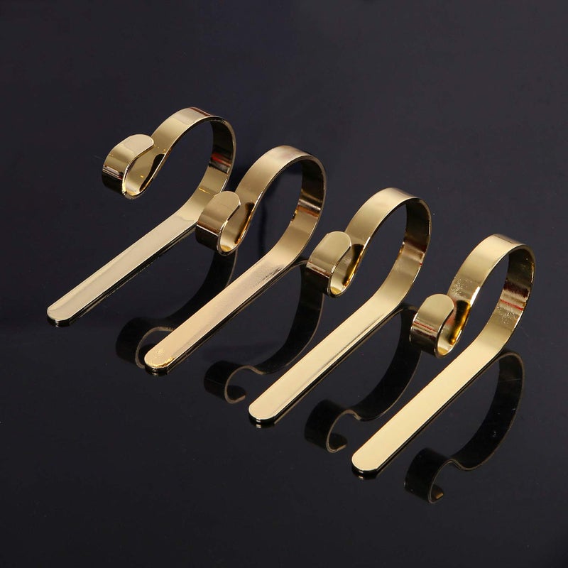 URATOT 4 Pieces Christmas Stocking Holder Hooks Metal Hooks Christmas Stocking Clips Stocking Hanger Hooks, Gold - Image 3